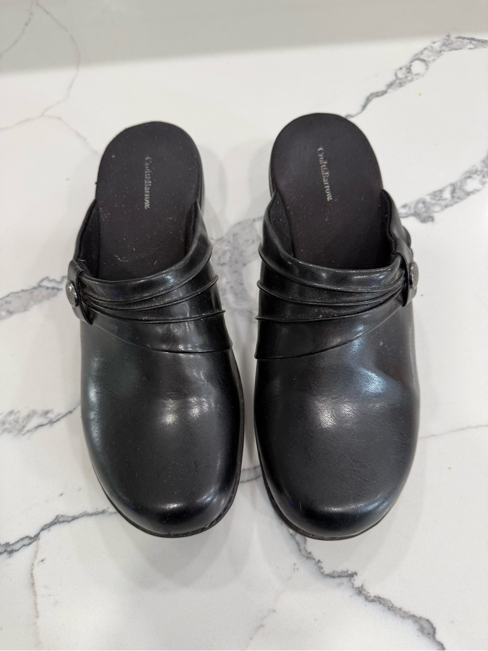 Croft & Barrow Croft & Barrow Black Faux Leather Slip-On Clogs Women's Size 9.5